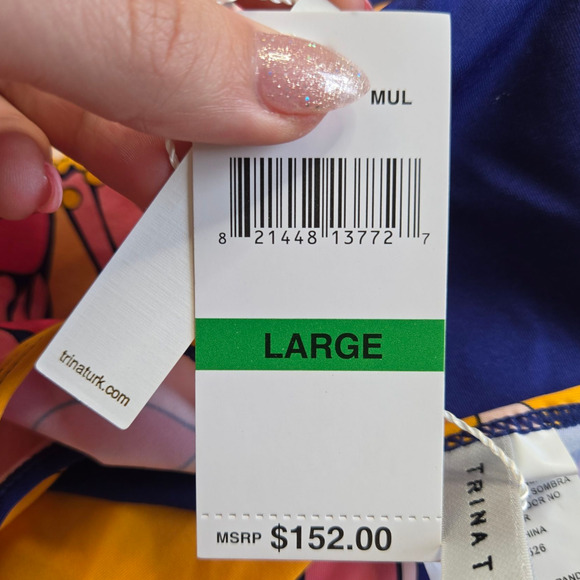 Trina Turk Tropical Floral Breeze Swim Tunic Kaftan Cover-Up Dress Size Large - Picture 10 of 12